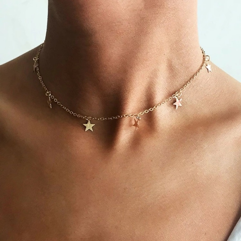 BOGO Star Choker Gold Necklace Adjustable Clasp